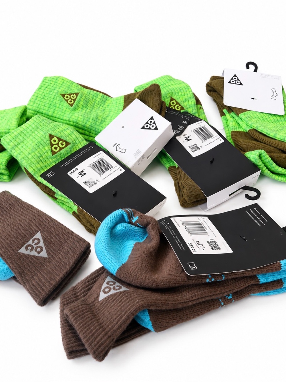 Nike ACG Crew Socks – Green/Brown/Blue – New with Tags